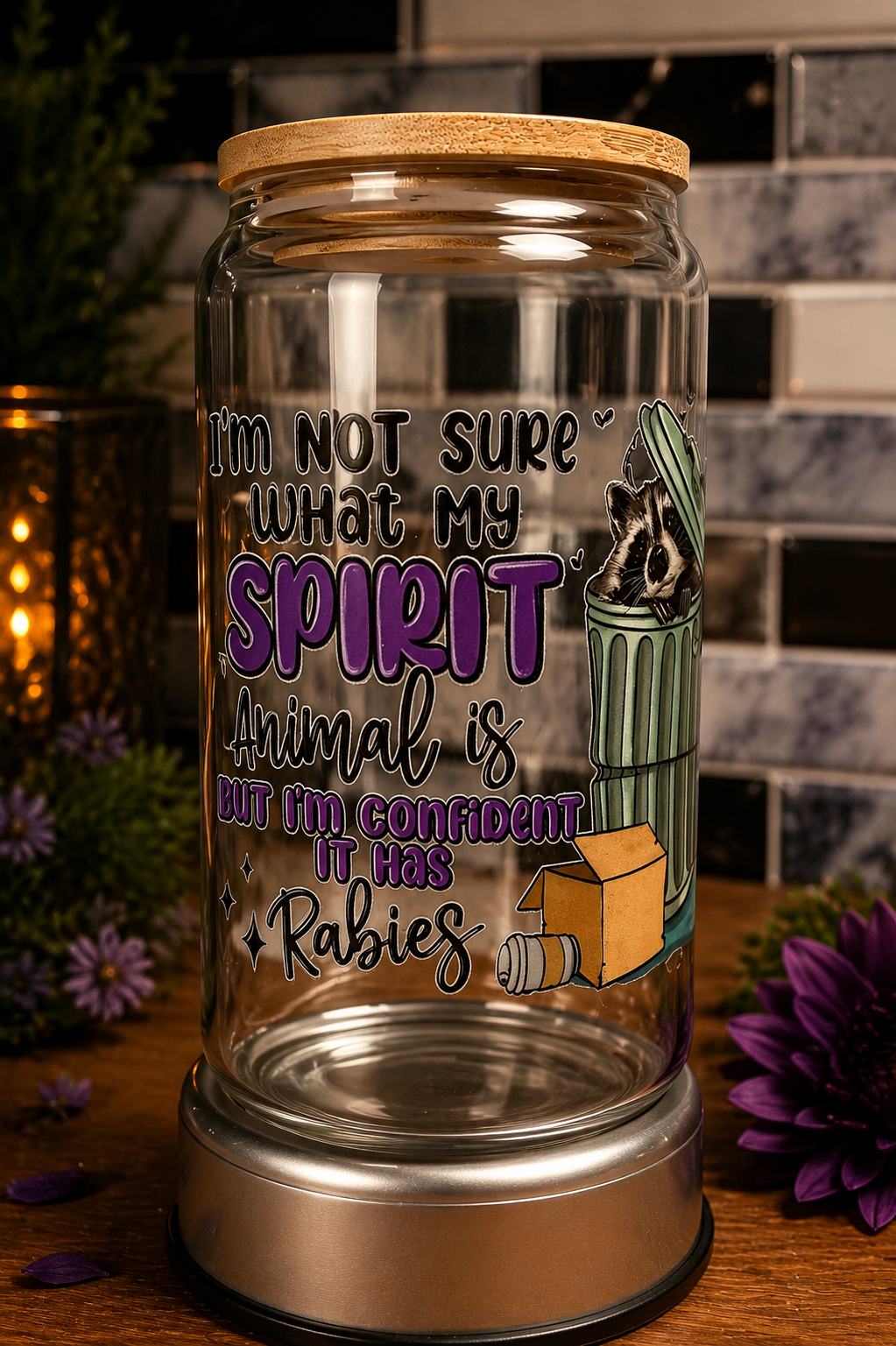 My Spirit Animal Has Rabies Glass 16oz