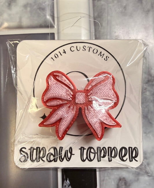 Pink Bow Straw Topper - 10mm Tumbler Accessory