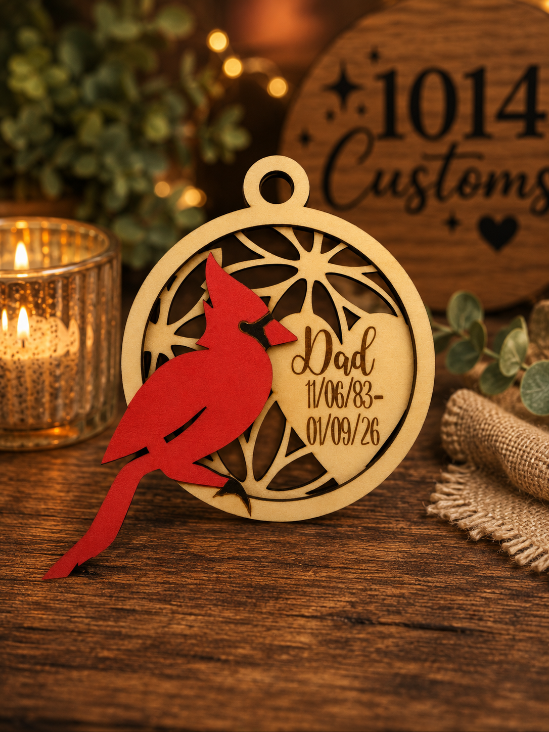 Custom Laser Cut/Engraved Memorial Ornament