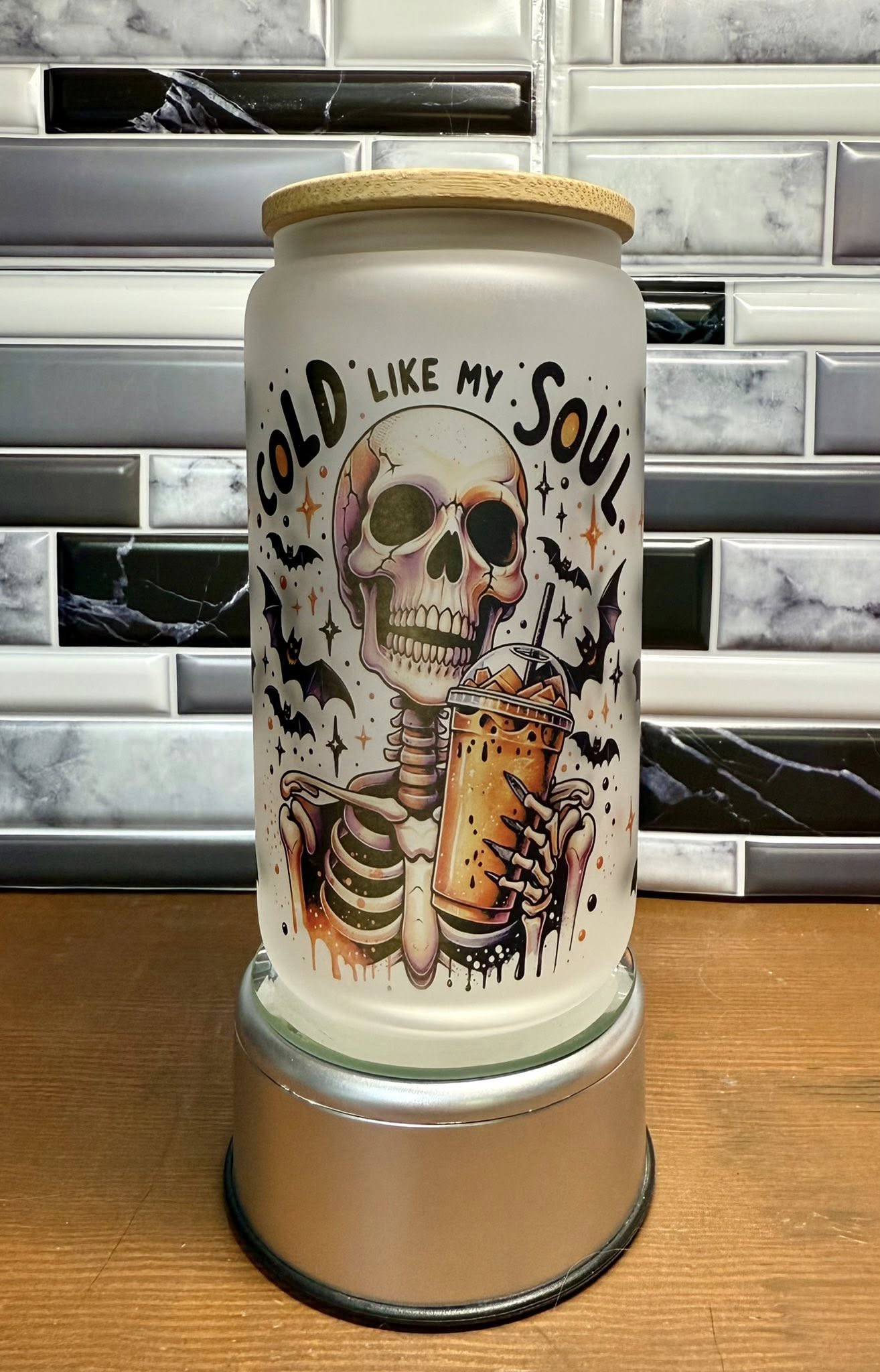 Cold Like My Soul Skeleton Glass Can - 16 oz