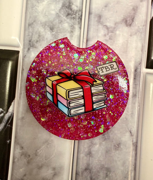 Hot Pink TBR Car Coaster - Book Lover Gift