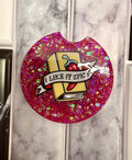 Hot Pink "I Like It Spicy" Car Coaster - Book Lover Gift