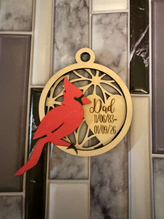 Custom Laser Cut/Engraved Memorial Ornament