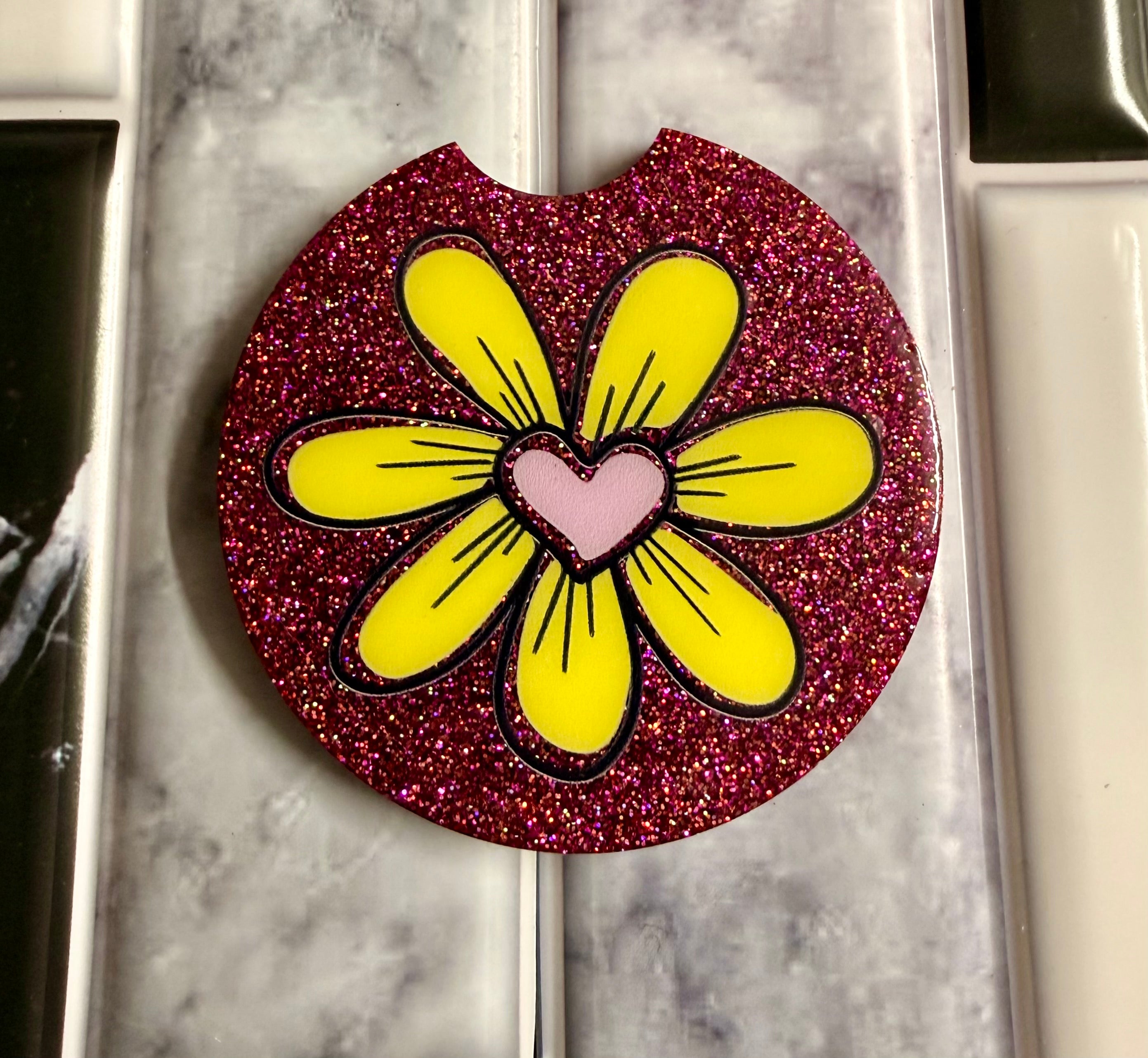 Flower Heart Car Coaster