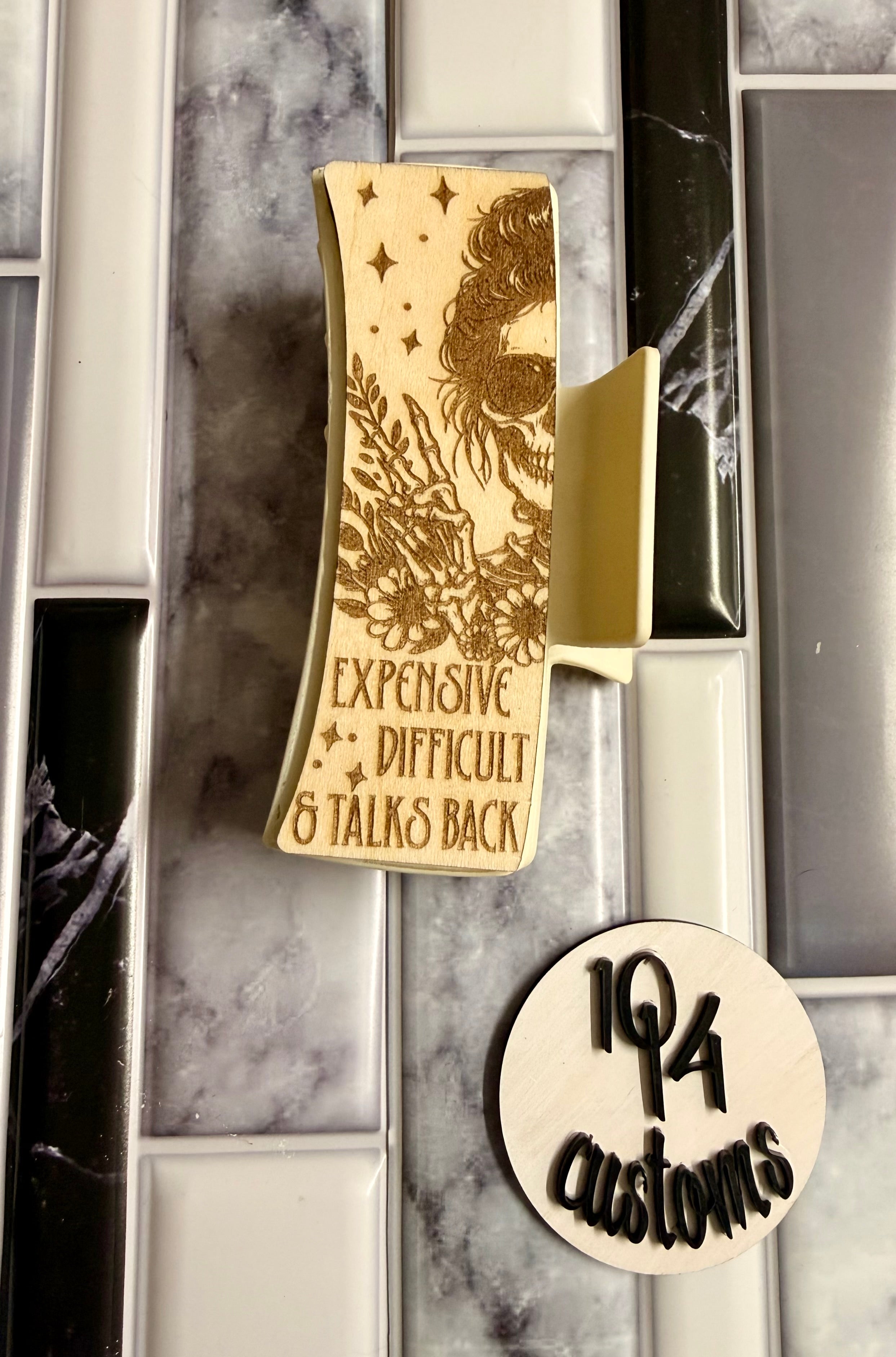 Custom Laser Engraved Hair Clips - 4.1"