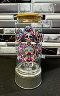 Tired Mom Squad 16oz Glass Tumbler with Skeleton Design