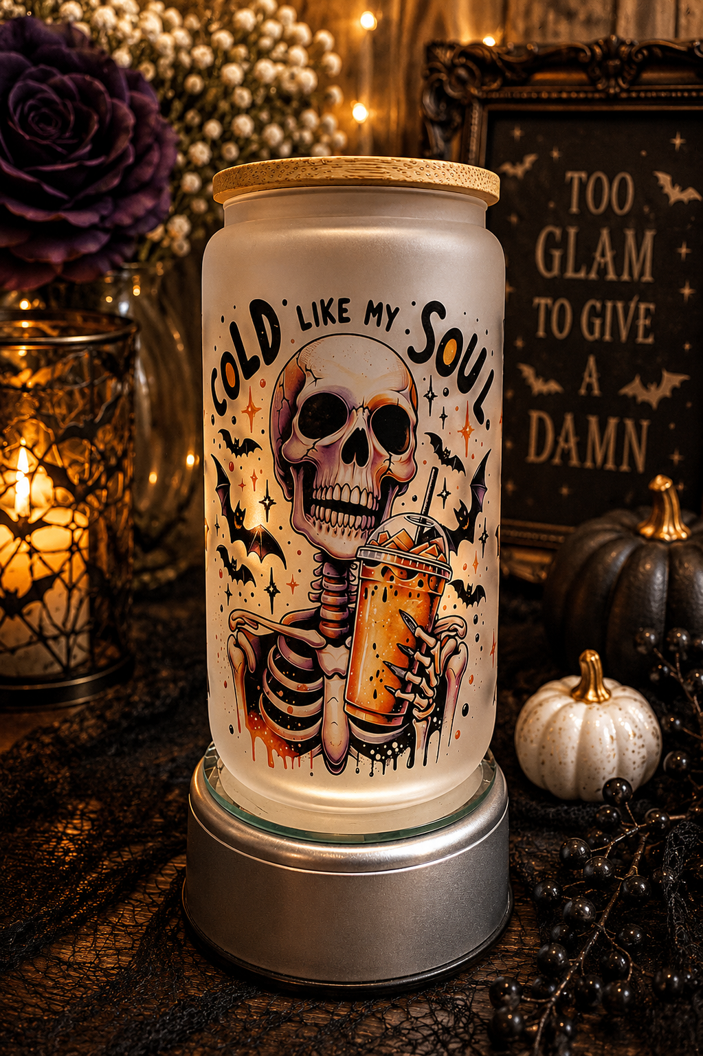 Cold Like My Soul Skeleton Glass Can - 16 oz