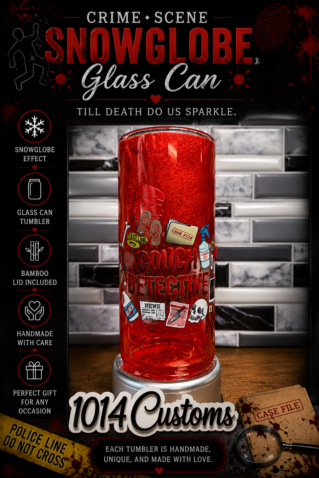 Couch Detective Snowglobe Tumbler 20oz