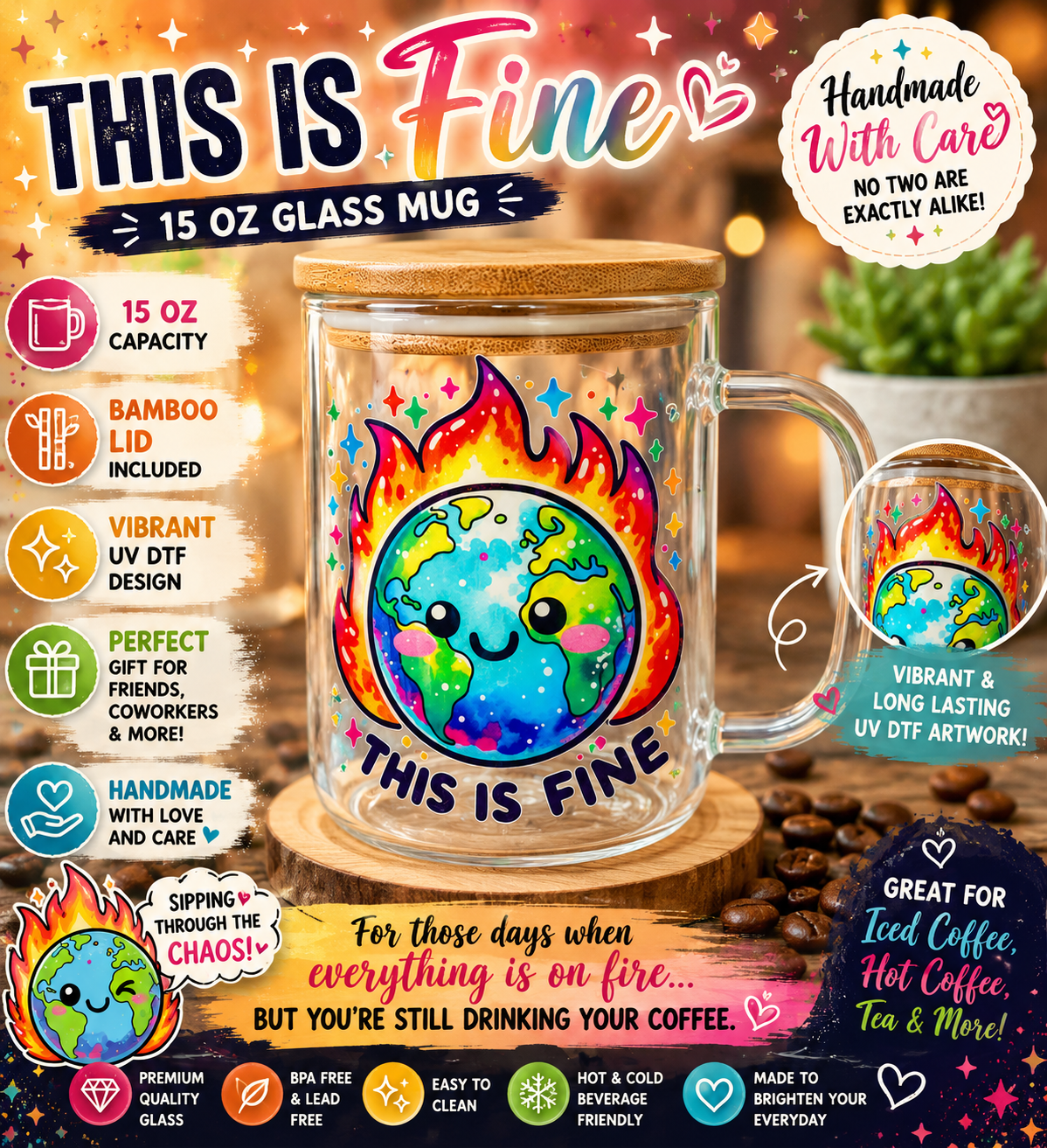 This is Fine 16oz Burning Earth Glass Mug
